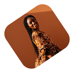 Woman in golden bronze colored clothing